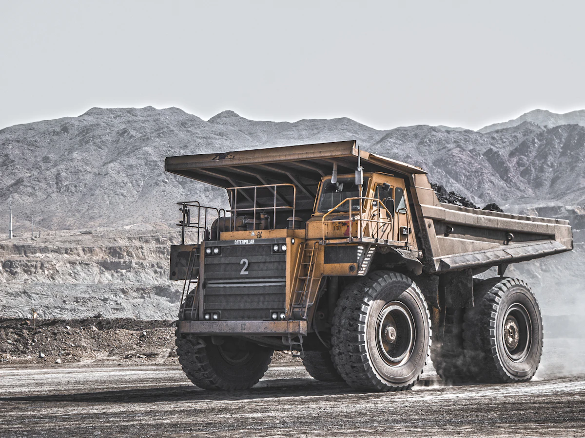 Haul truck on a mine road — ANPR and bullet cameras for mines and dispatch gates
