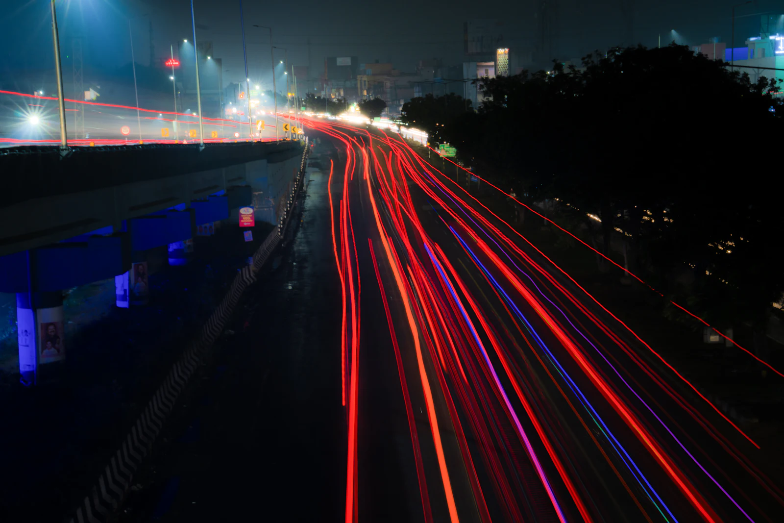 ANPR camera view of night traffic